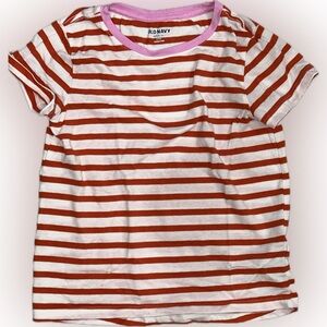 Old Navy Girls Softest Tee Red White Striped T-Shirt Medium (8)